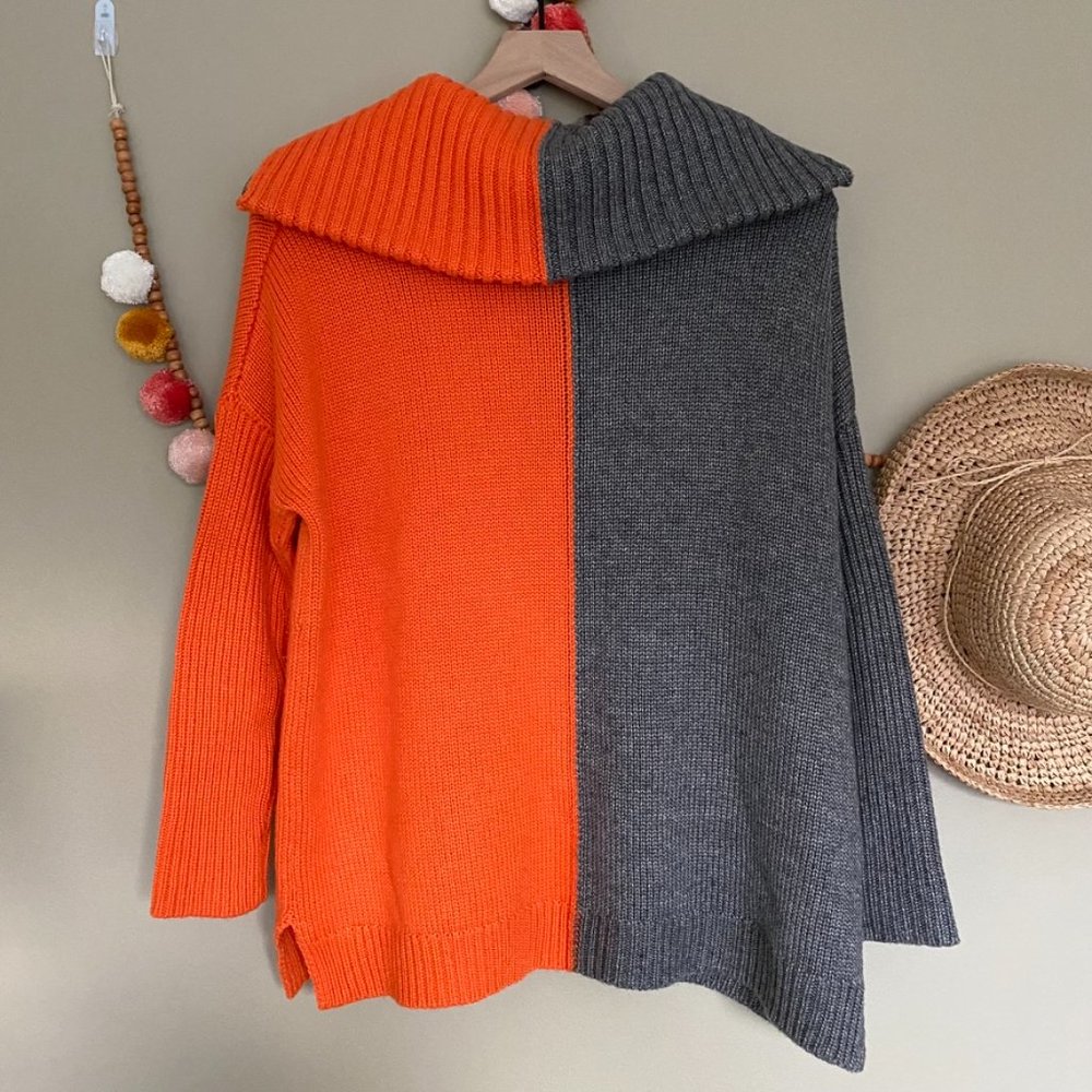 525 America Orange and Gray Quarter Zip Pullover Sweater Size Small - Picture 7 of 9